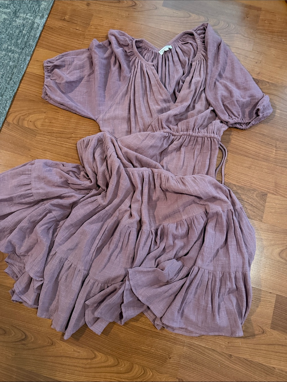 Ava Sky Tiered Midi Dress in Dusty Mauve